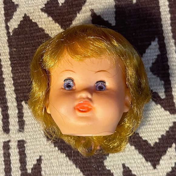 Vintage 1960’s Strawberry Blonde 3” Blue Eyed Doll Head - Picture 1 of 4